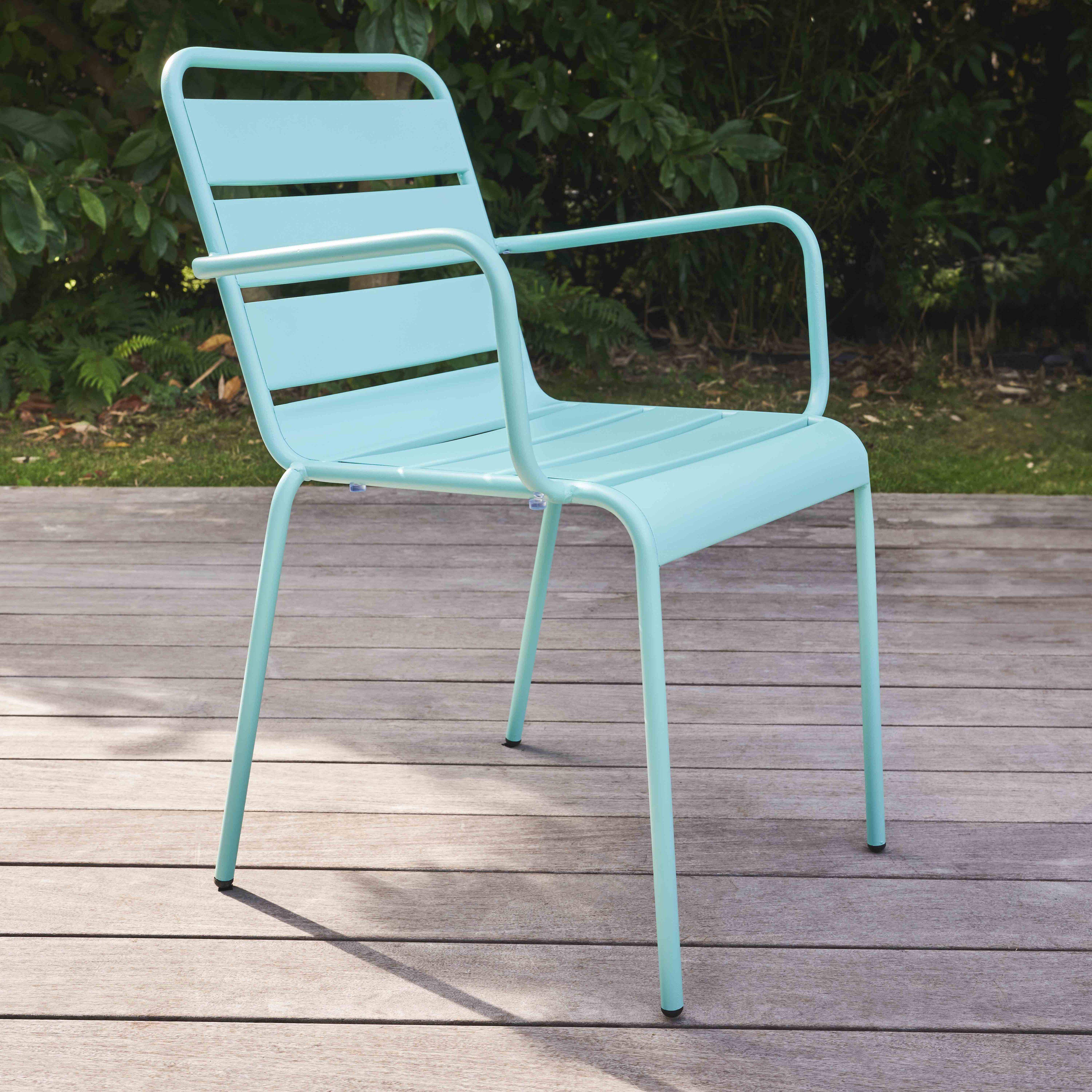 Oviala - Fauteuil de jardin en métal turquoise Palavas - Oviala - Imagen 2