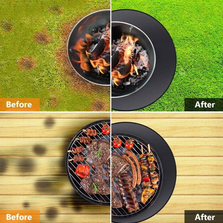 Accessoires de barbecue,Tapis de barbecue ignifuge, protection de sol pour barbecue en plein air, camping, rond, 91 cm – Noir-Lytech - Image 5
