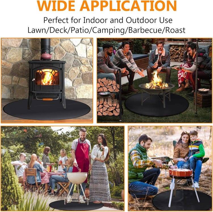 Accessoires de barbecue,Tapis de barbecue ignifuge, protection de sol pour barbecue en plein air, camping, rond, 91 cm – Noir-Lytech - Image 4