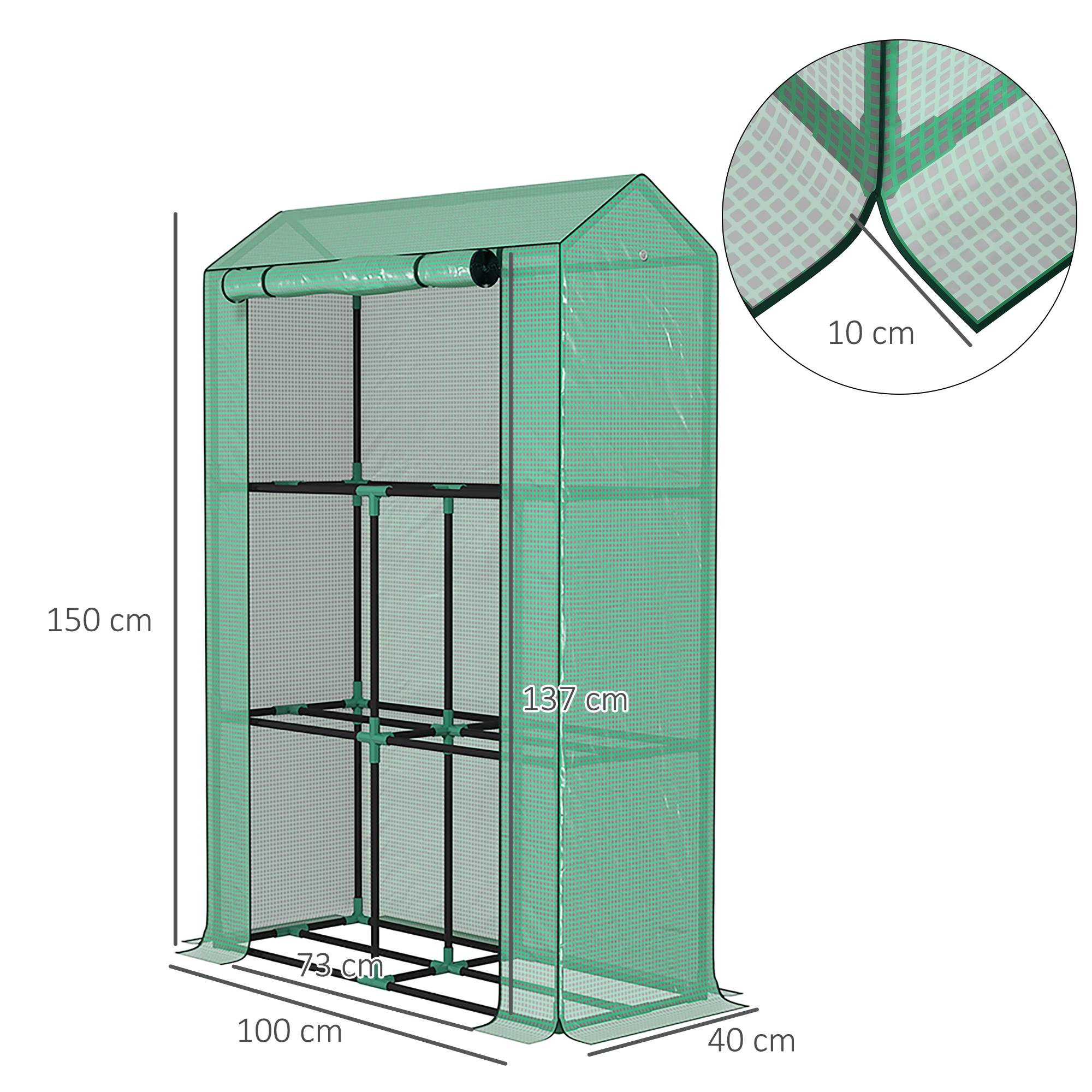 Serre étagères acier pour pots protection UV 100x40x150cm vert - ComfortXL Outdoor Living - Image 5