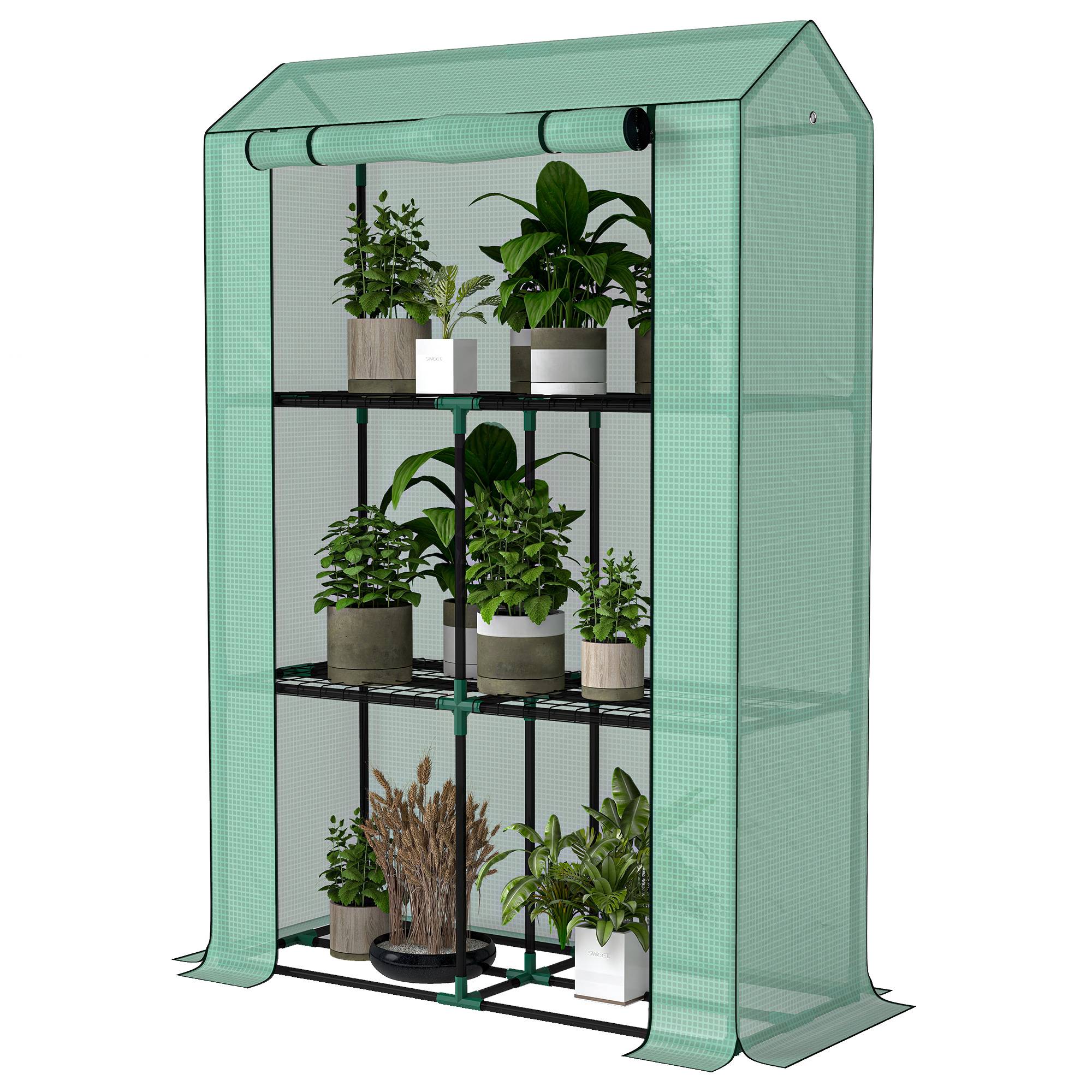 Serre étagères acier pour pots protection UV 100x40x150cm vert - ComfortXL Outdoor Living - Image 2