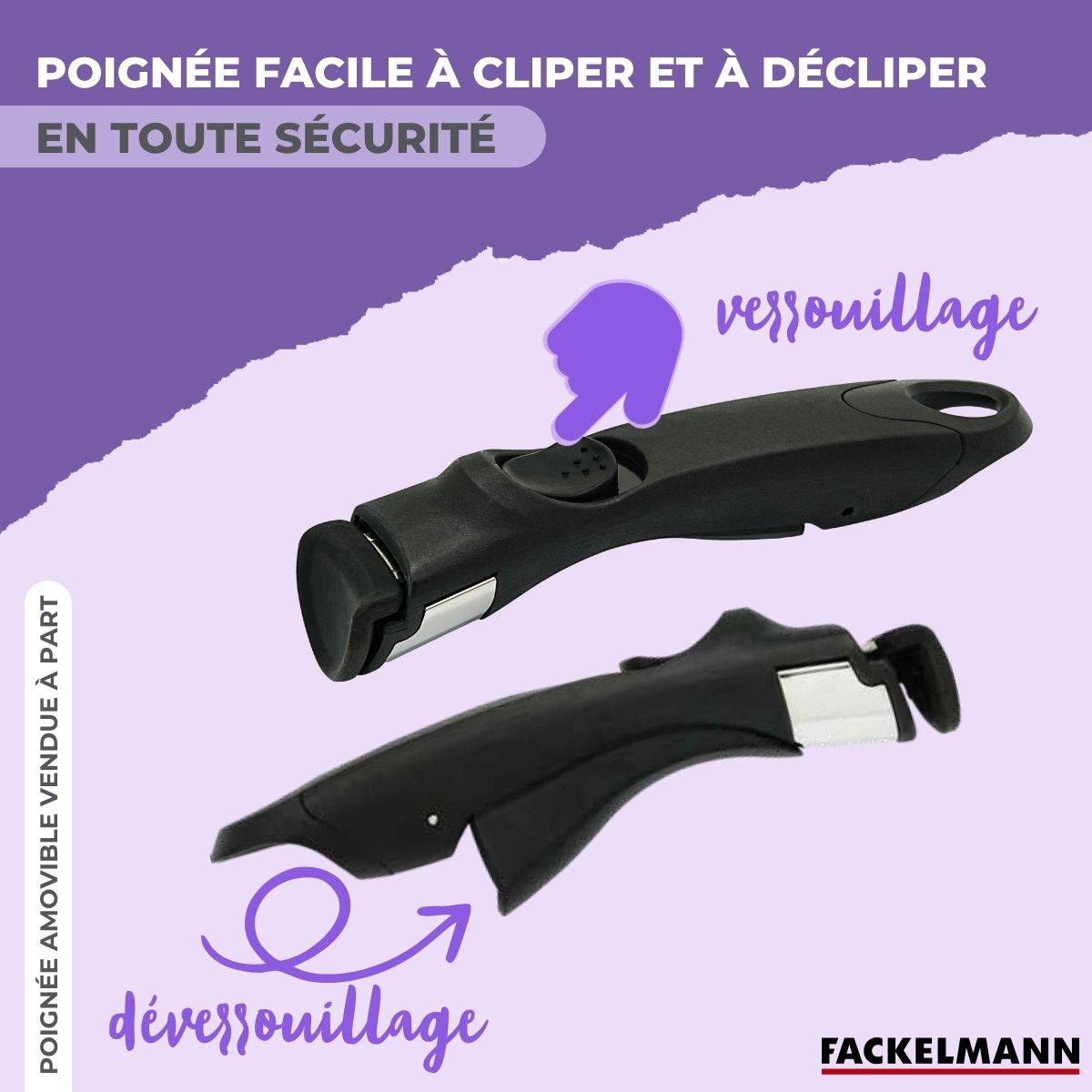 Poêle 28 cm en inox manche amovible Fackelmann InoGrip - Image 5