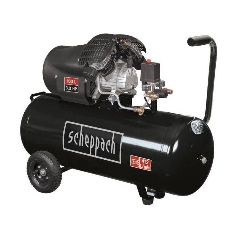Scheppach - Compresseur SCHEPPACH HC110DC Black Edition bicylindre lubrifié 100L 10 bar 3CV, 2 manomètres et 2 raccords rapides Scheppach