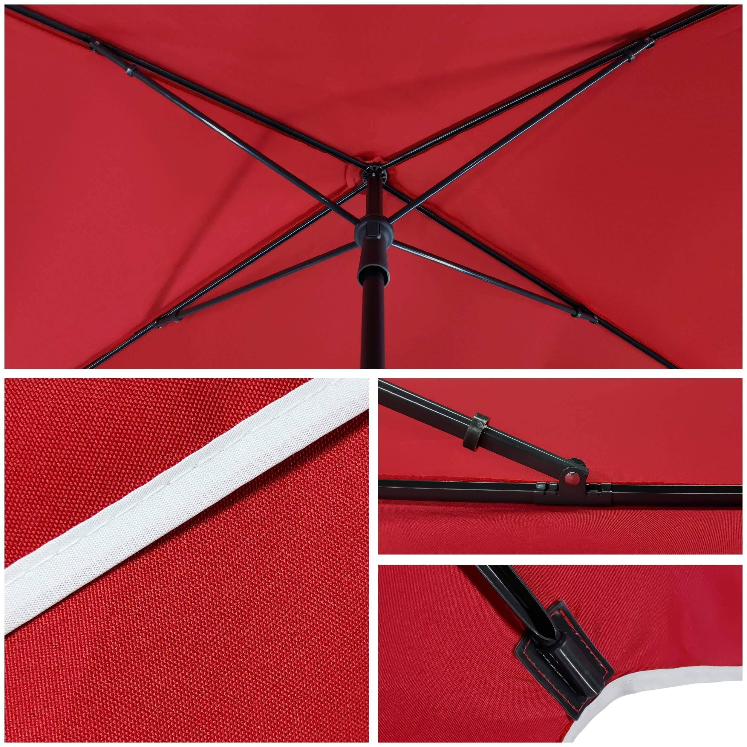 Parasol inclinable rectangulaire 2x1.25m avec housse de protection rouge - hauteur et angles ajustables - VOUNOT® - Image 4