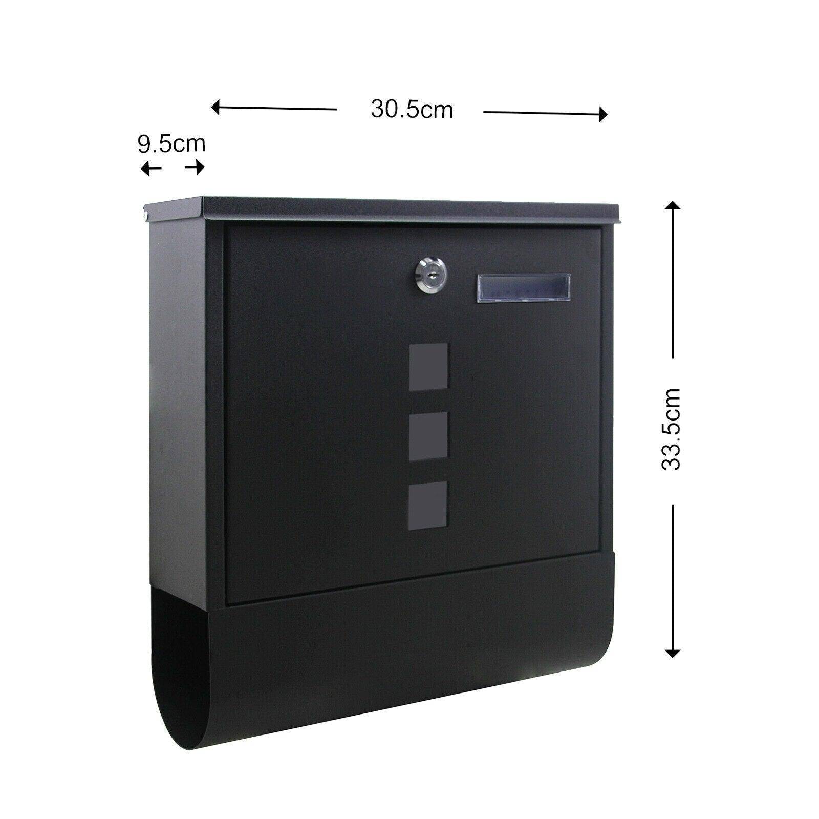 Helloshop26 - Boite aux lettres design avec porte-journaux pour montage au mur courrier 30,5 x 9,6 x 33,5 cm noir - Imagen 2