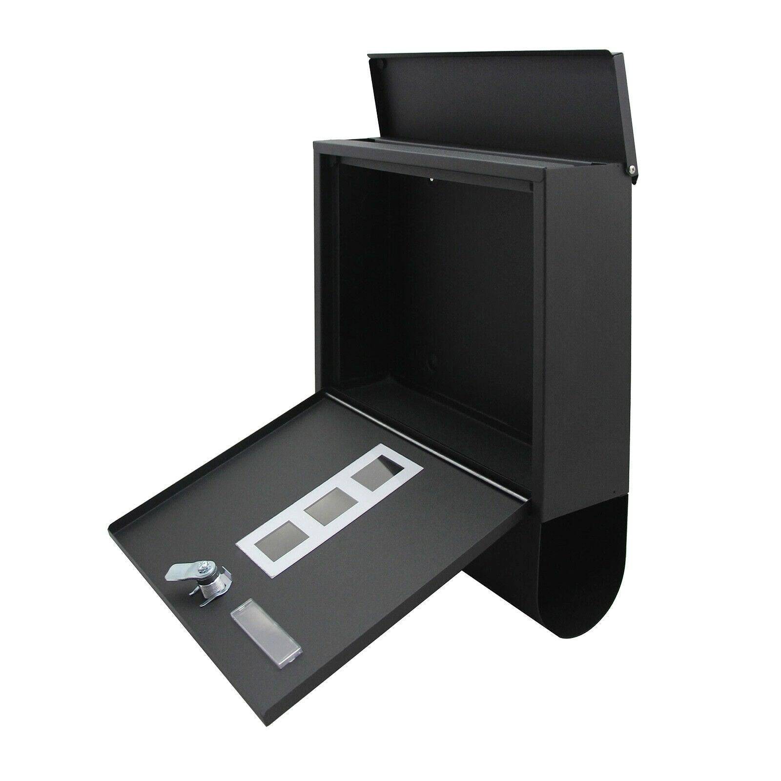 Helloshop26 - Boite aux lettres design avec porte-journaux pour montage au mur courrier 30,5 x 9,6 x 33,5 cm noir - Imagen 4