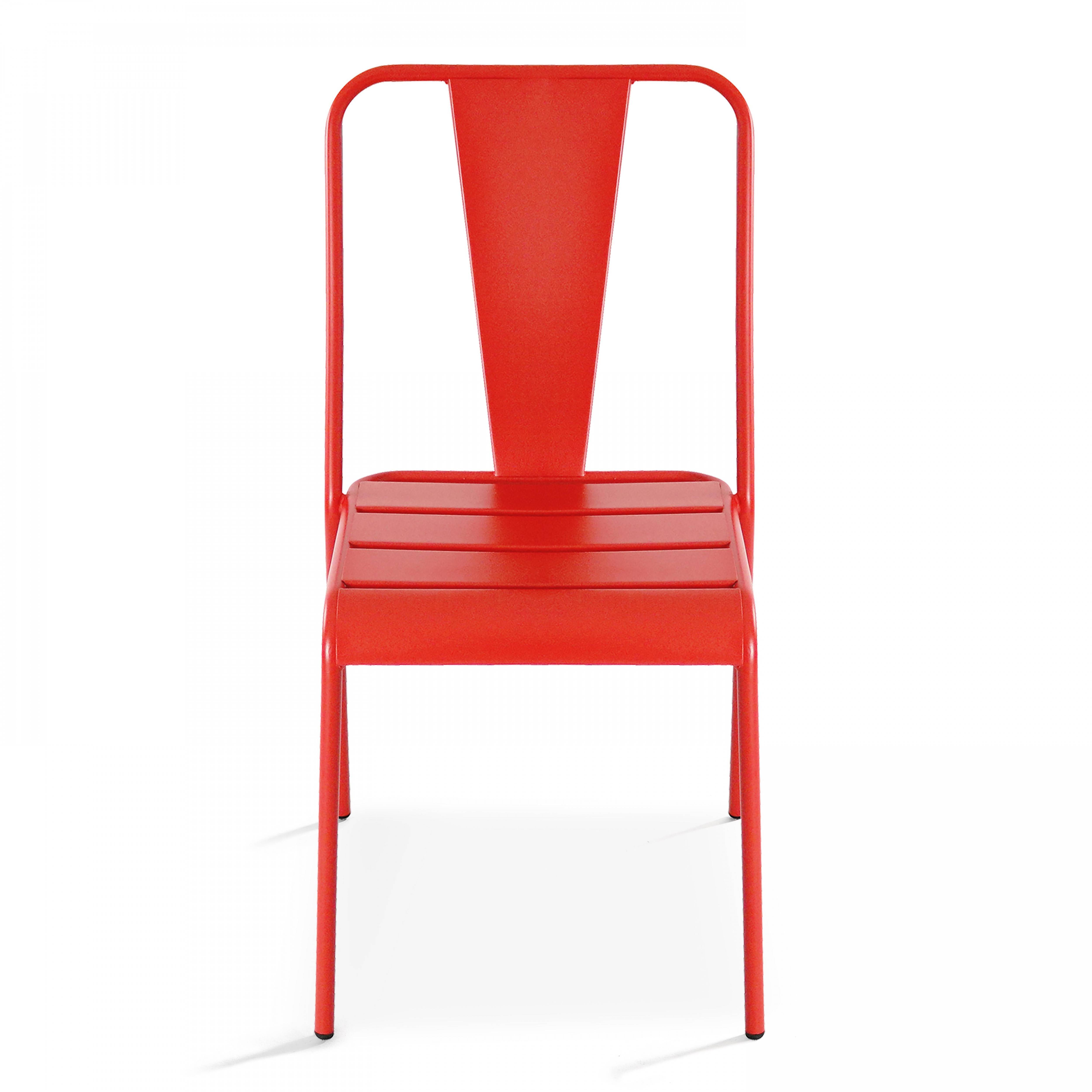 Oviala - Chaise de jardin en métal rouge Dieppe - Oviala - Imagen 5