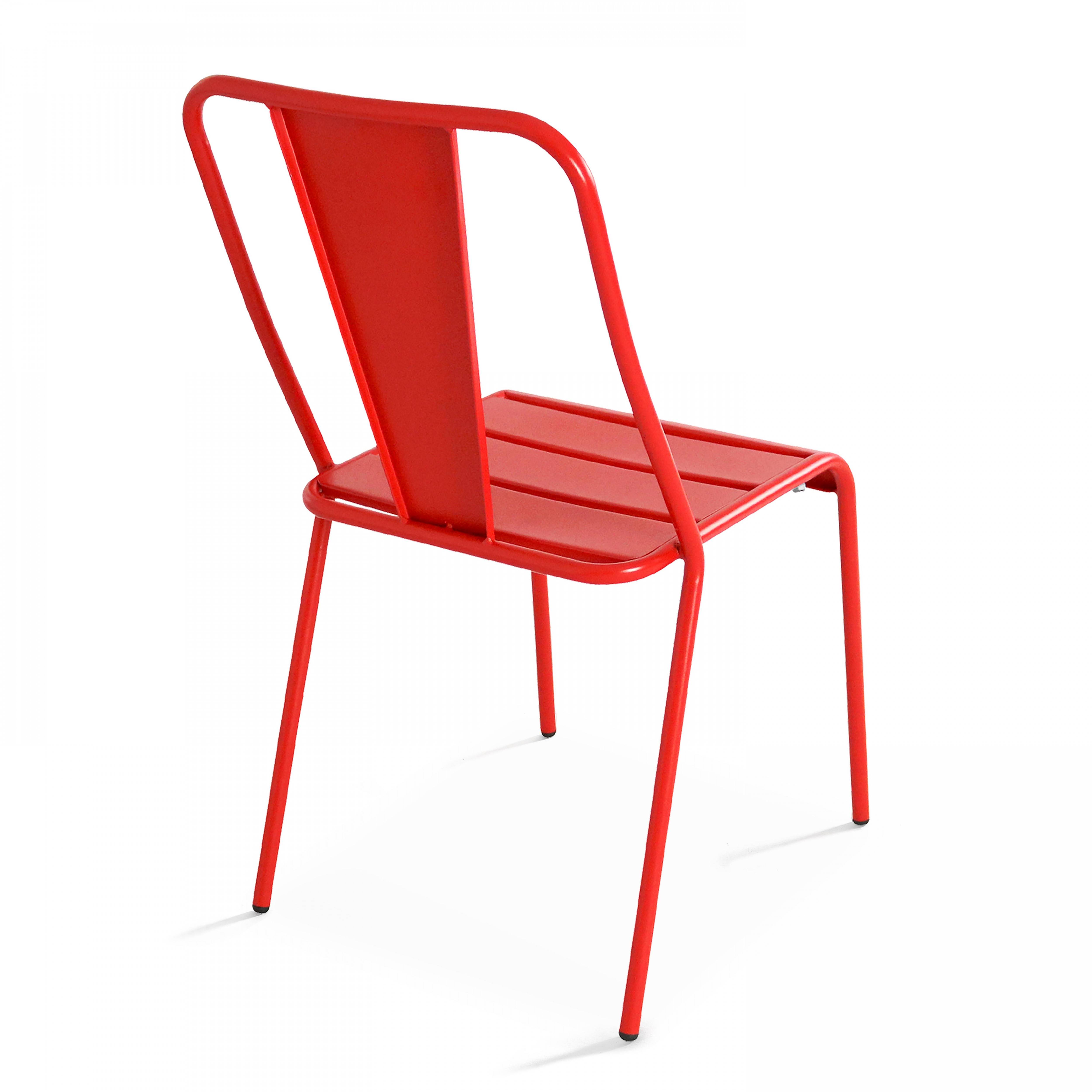 Oviala - Chaise de jardin en métal rouge Dieppe - Oviala - Imagen 3