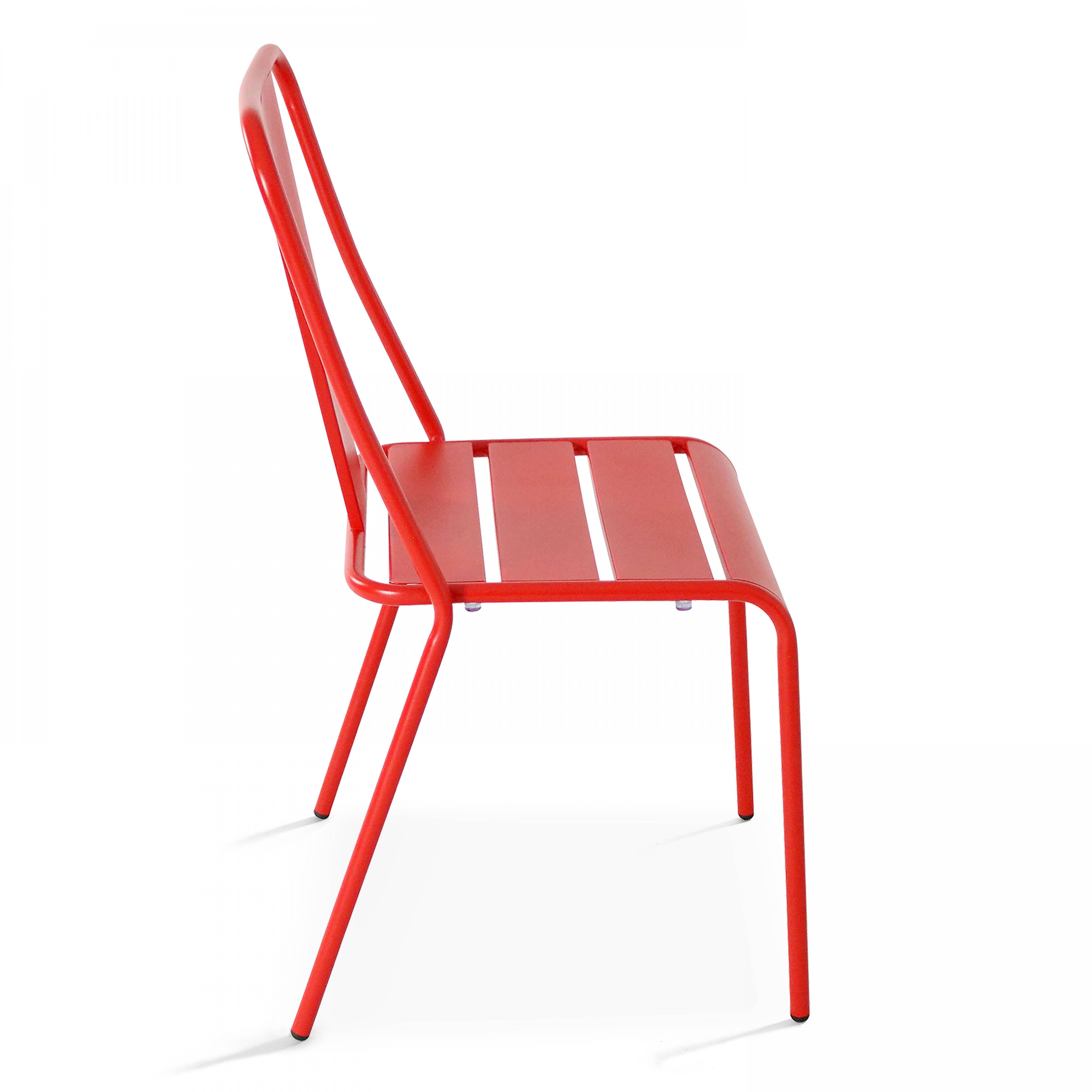 Oviala - Chaise de jardin en métal rouge Dieppe - Oviala - Imagen 6