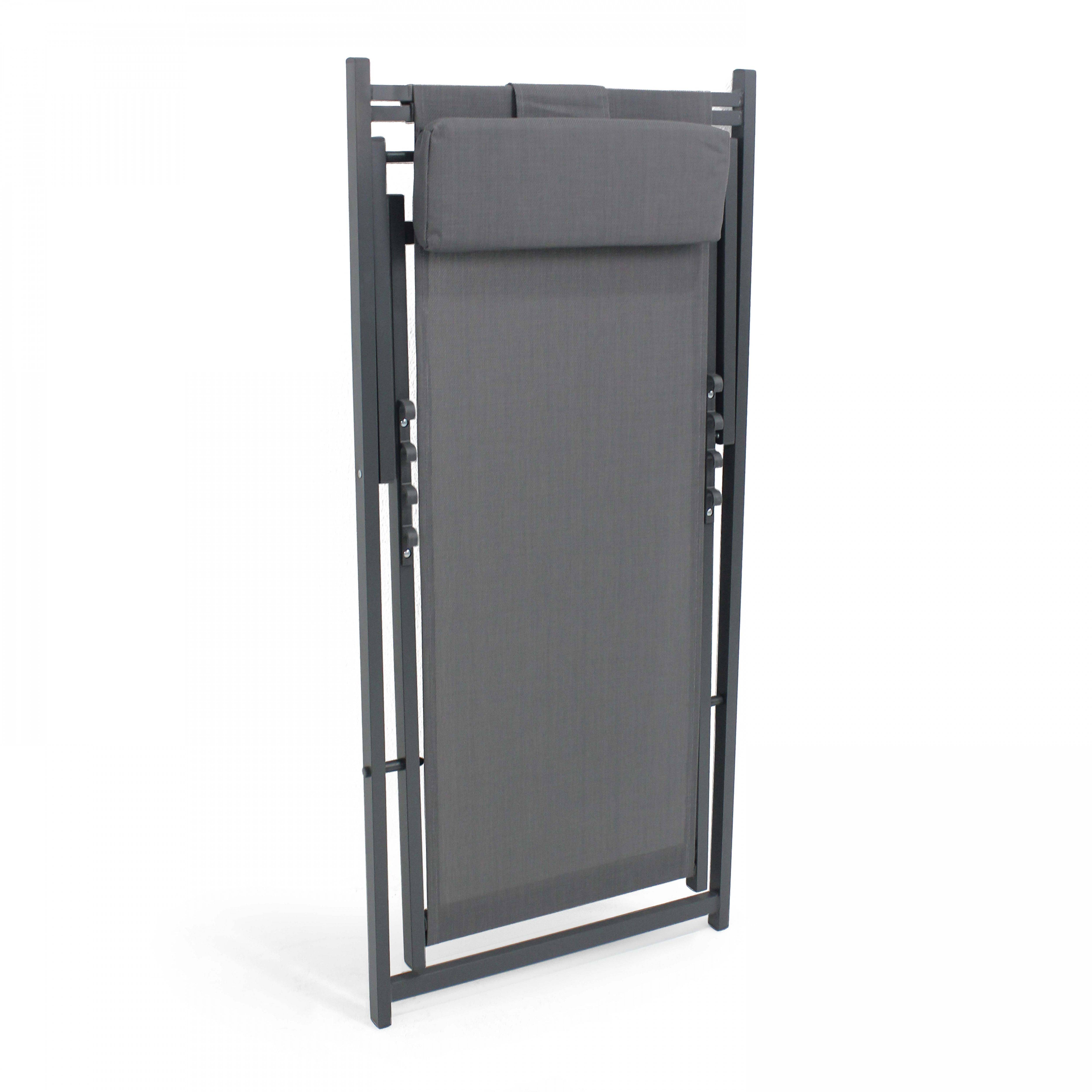 Oviala - Lot de 2 transats en aluminium anthracite Santiago - Oviala - Imagen 5