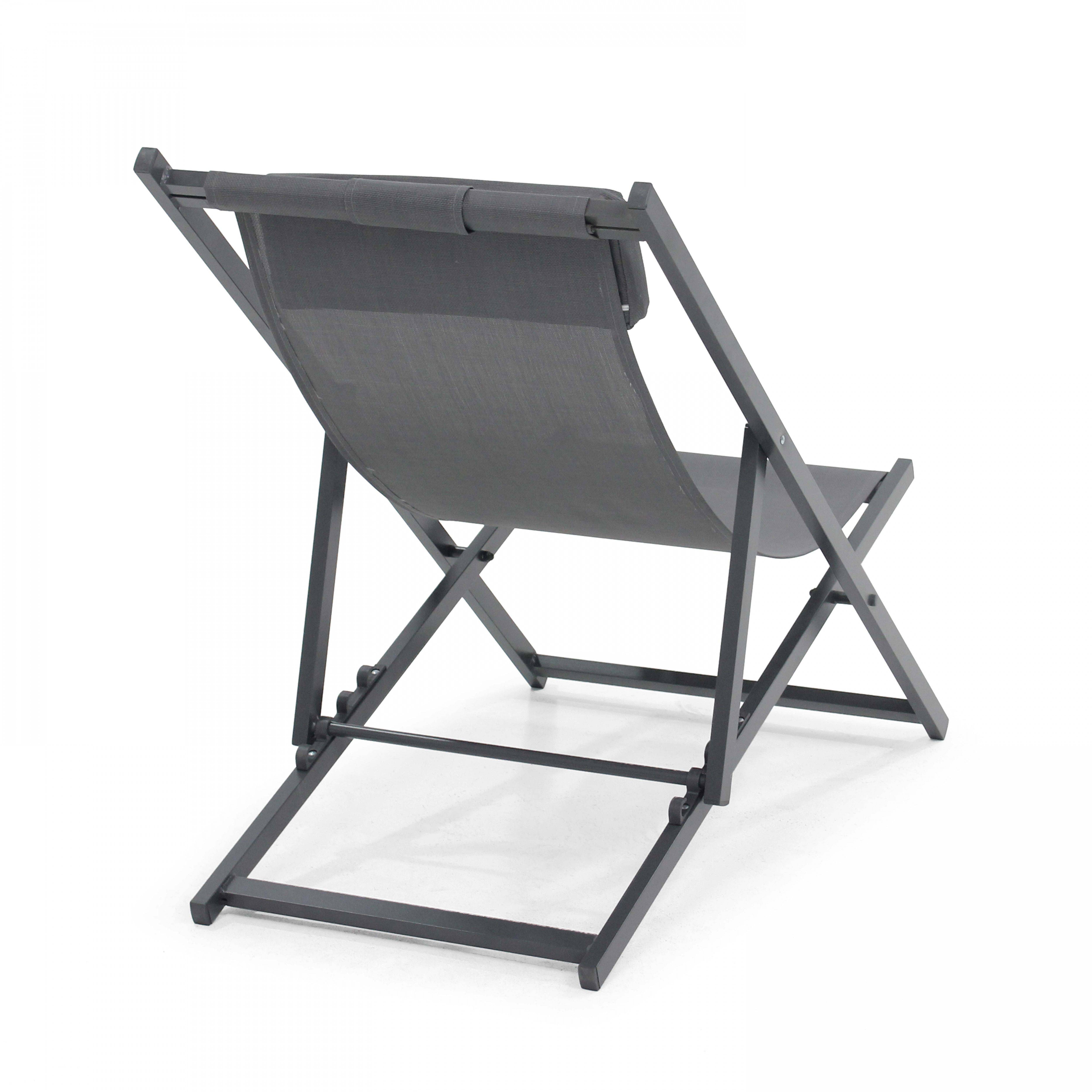 Oviala - Lot de 2 transats en aluminium anthracite Santiago - Oviala - Imagen 3