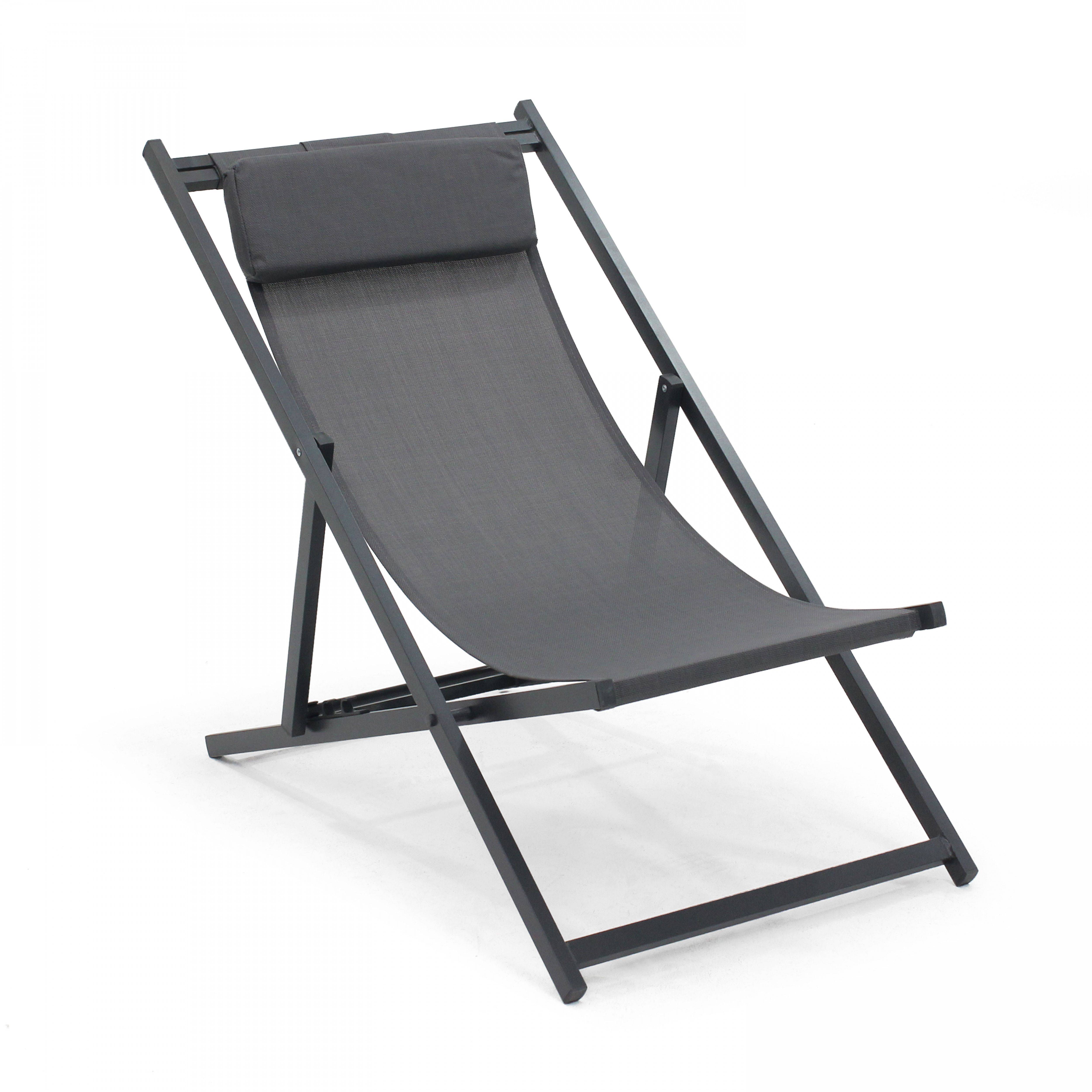 Oviala - Lot de 2 transats en aluminium anthracite Santiago - Oviala - Imagen 4