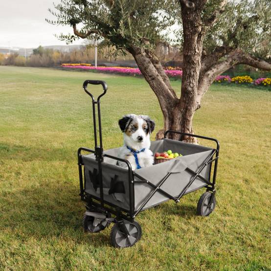 Chariot de transport, remorque de jardin pliable à roulettes - 90 Kg - Gris - Linxor - Image 4