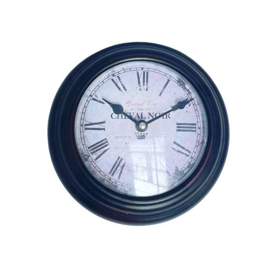 Chemin De Campagne - ~ Horloge murale décorative vintage ancien salon métal noir beige 22cm Chemin de campagne