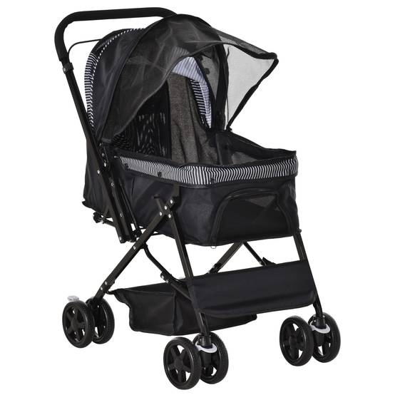 Poussette pour chien animaux de compagnie pliable 4 roues EVA guidon réglable panier 76,5 x 52 x 95 cm - Image 2
