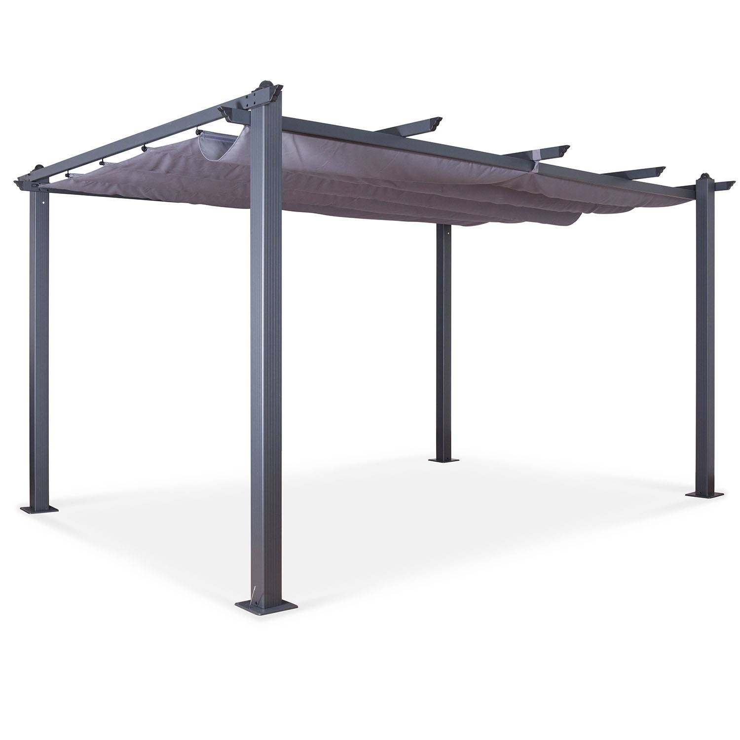 Autre - Tonnelle/Pergola aluminium 3x4m toile coulissante rétractable - Gris - HERO XL - Imagen 2