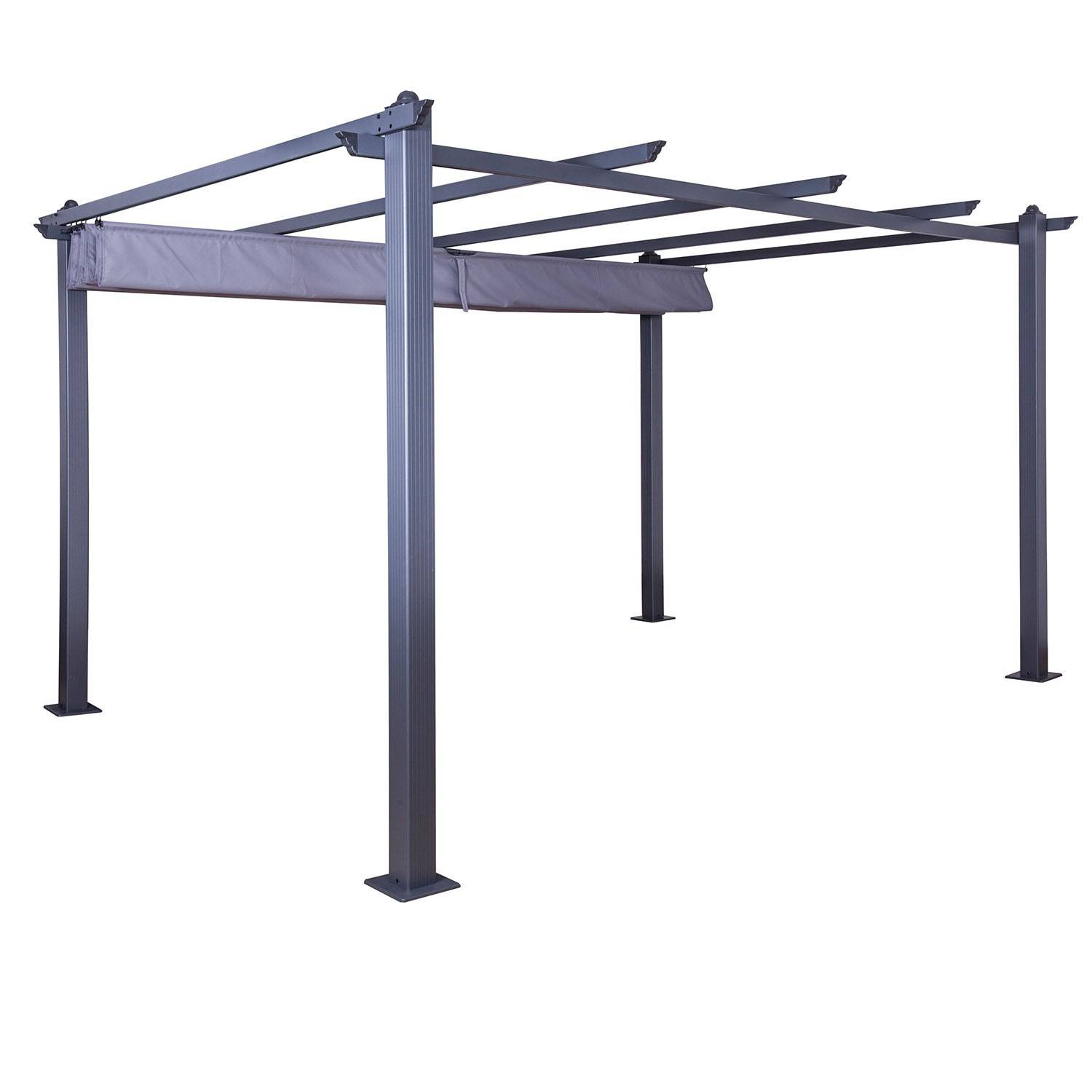Autre - Tonnelle/Pergola aluminium 3x4m toile coulissante rétractable - Gris - HERO XL - Imagen 3