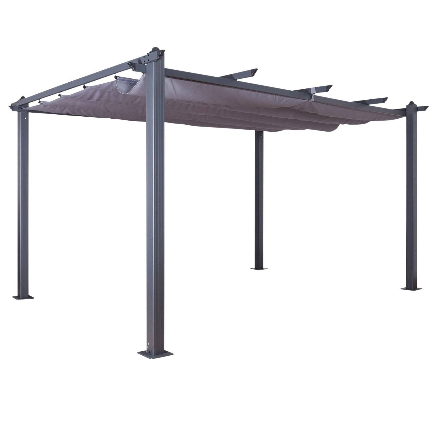 Autre - Tonnelle/Pergola aluminium 3x4m toile coulissante rétractable - Gris - HERO XL - Imagen 8