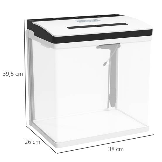 Aquarium complet verre 28L avec filtre silencieux éclairage LED 38x26x39cm blanc - ComfortXL Outdoor Living - Image 5