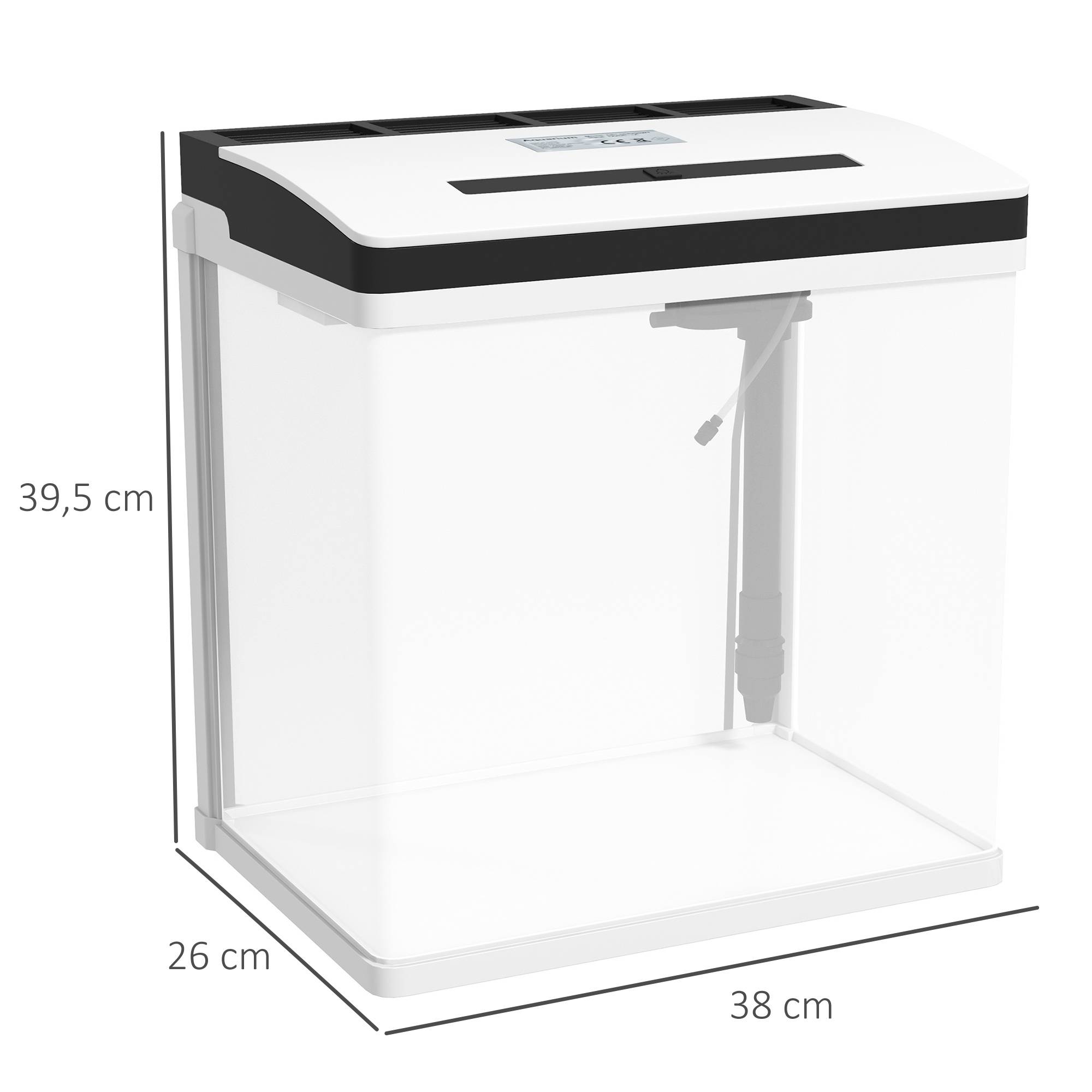 Aquarium complet verre 28L avec filtre silencieux éclairage LED 38x26x39cm blanc - ComfortXL Outdoor Living - Image 5