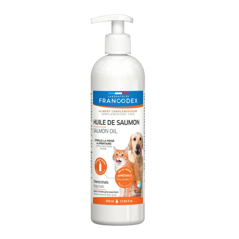 Francodex - Aceite de Salmón Para perros y gatos, frasco de 500 ml