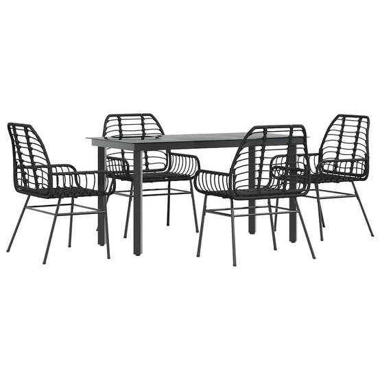 Salon de Jardin 4 Personnes Résine Tressée Noire Table Repas 140cm pour Extérieur – ComfortXL Outdoor Living - Image 2