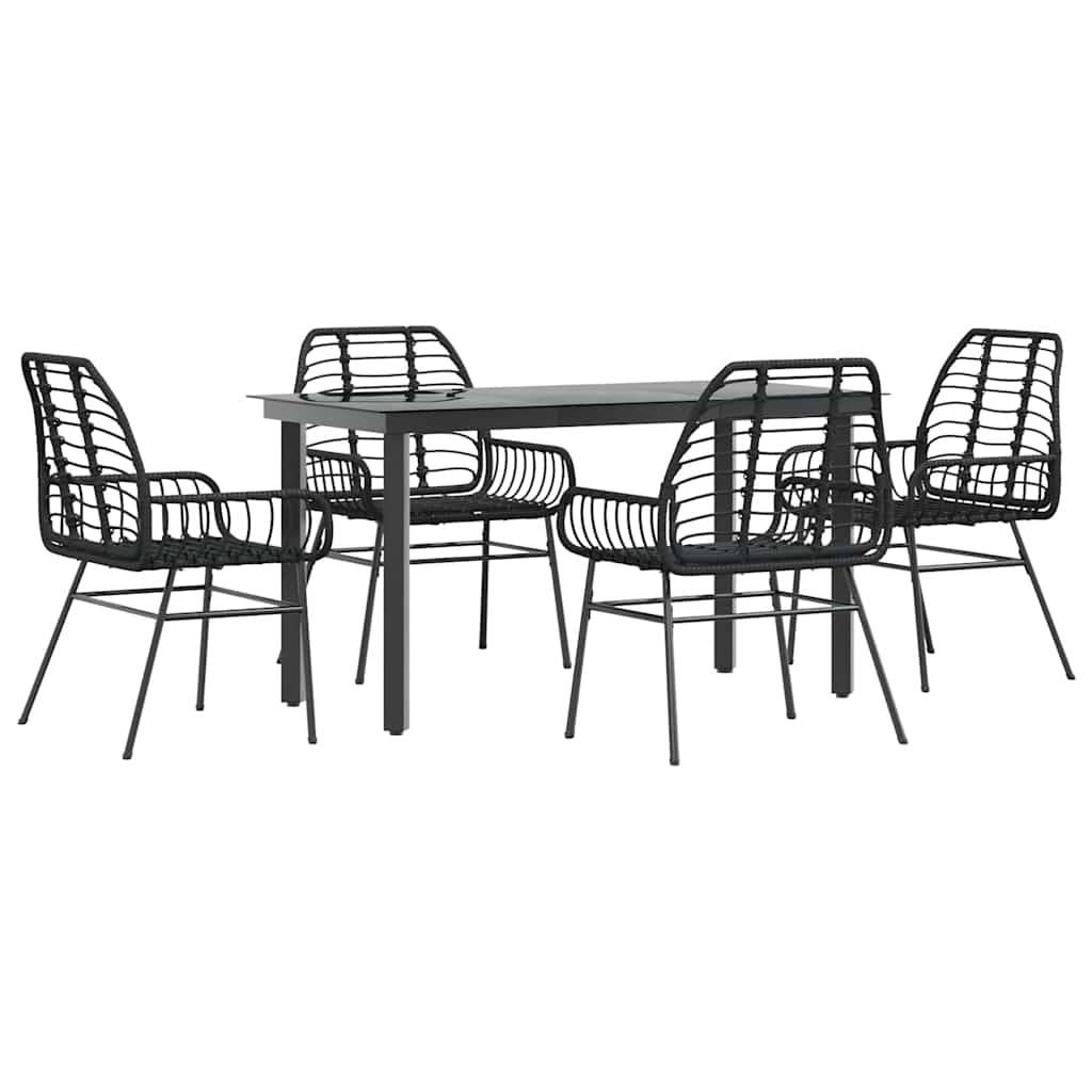 Salon de Jardin 4 Personnes Résine Tressée Noire Table Repas 140cm pour Extérieur – ComfortXL Outdoor Living - Image 2