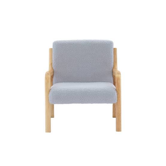 sweeek - Fauteuil scandinave enfant en bois et tissu bouclette gris souris | sweeek - Image 5