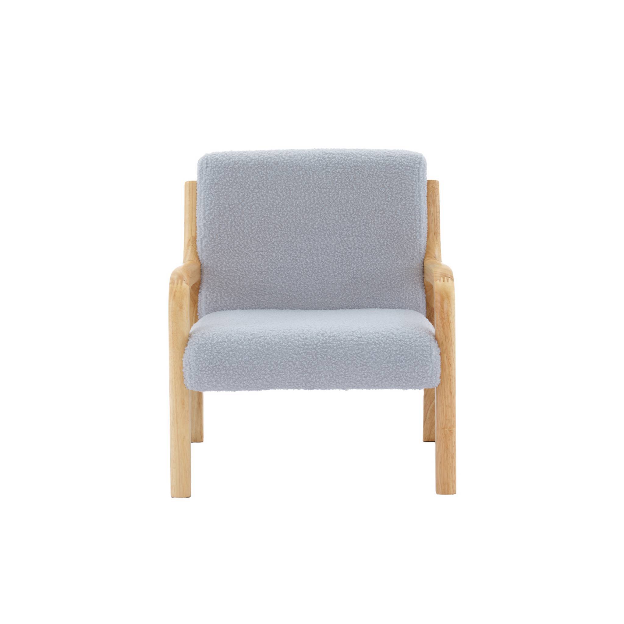 sweeek - Fauteuil scandinave enfant en bois et tissu bouclette gris souris | sweeek - Image 5