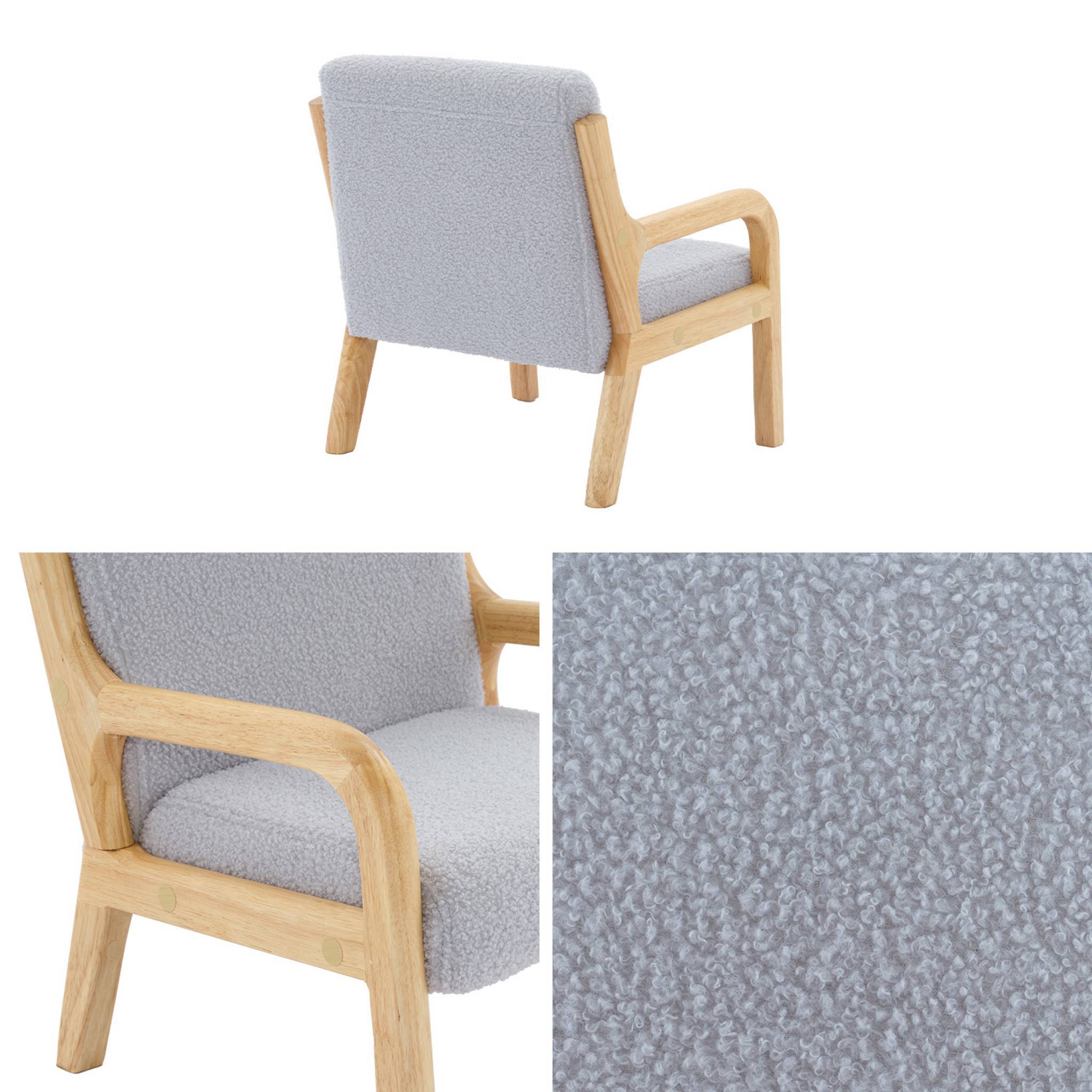 sweeek - Fauteuil scandinave enfant en bois et tissu bouclette gris souris | sweeek - Image 6