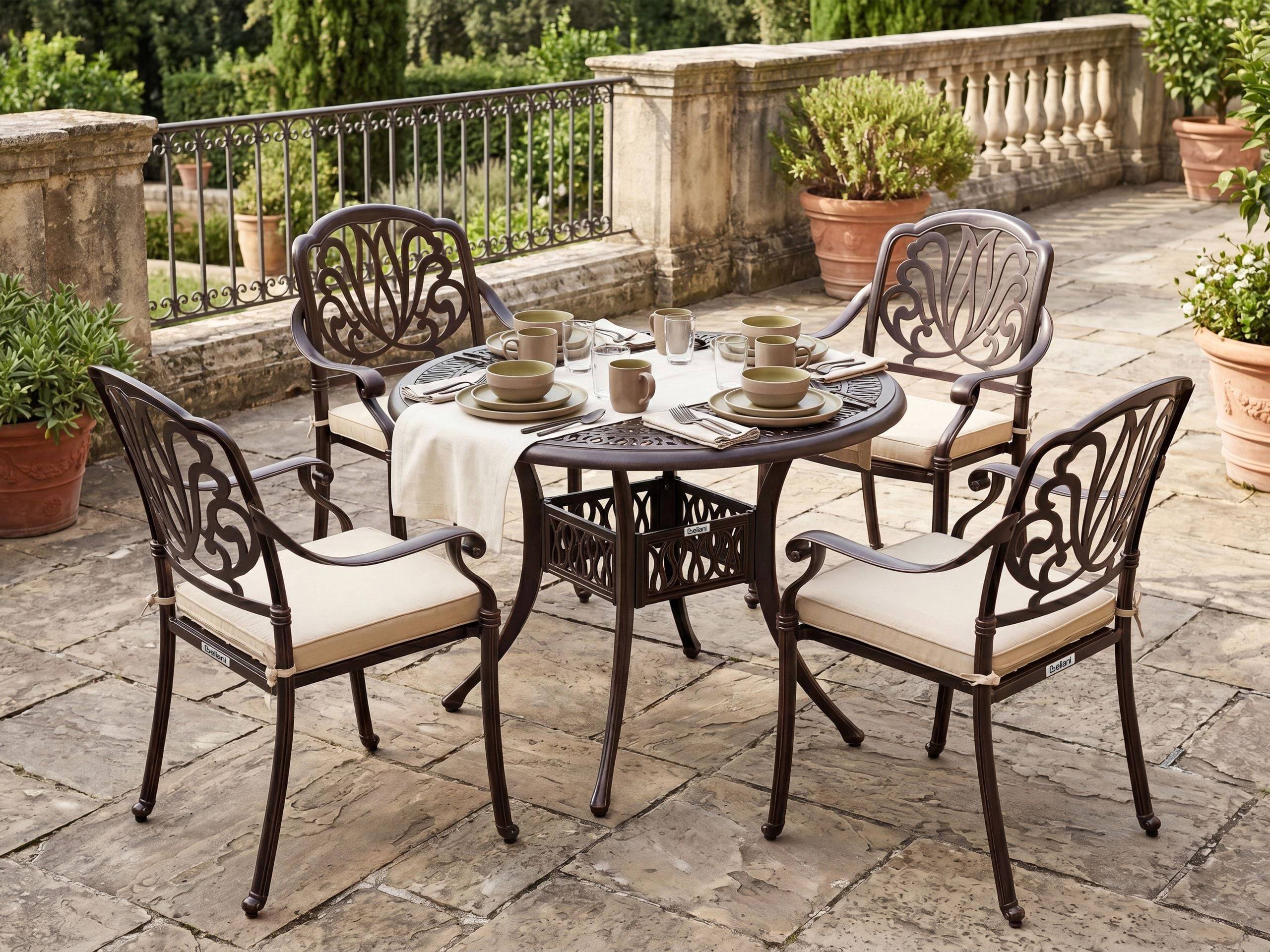 Beliani - Table ronde, 4 Personnes Aluminium Marron foncé ANCONA - 90x90x72- Beliani - Image 1