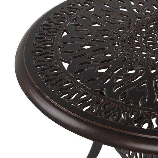 Table ronde, 4 Personnes Aluminium Marron foncé ANCONA - Beliani - Image 4