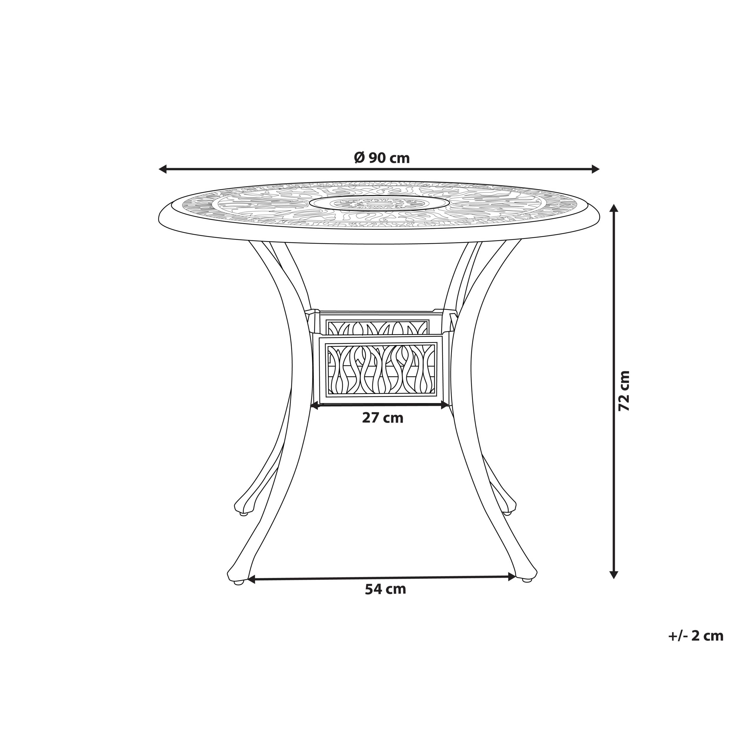 Table ronde, 4 Personnes Aluminium Marron foncé ANCONA - Beliani - Image 2
