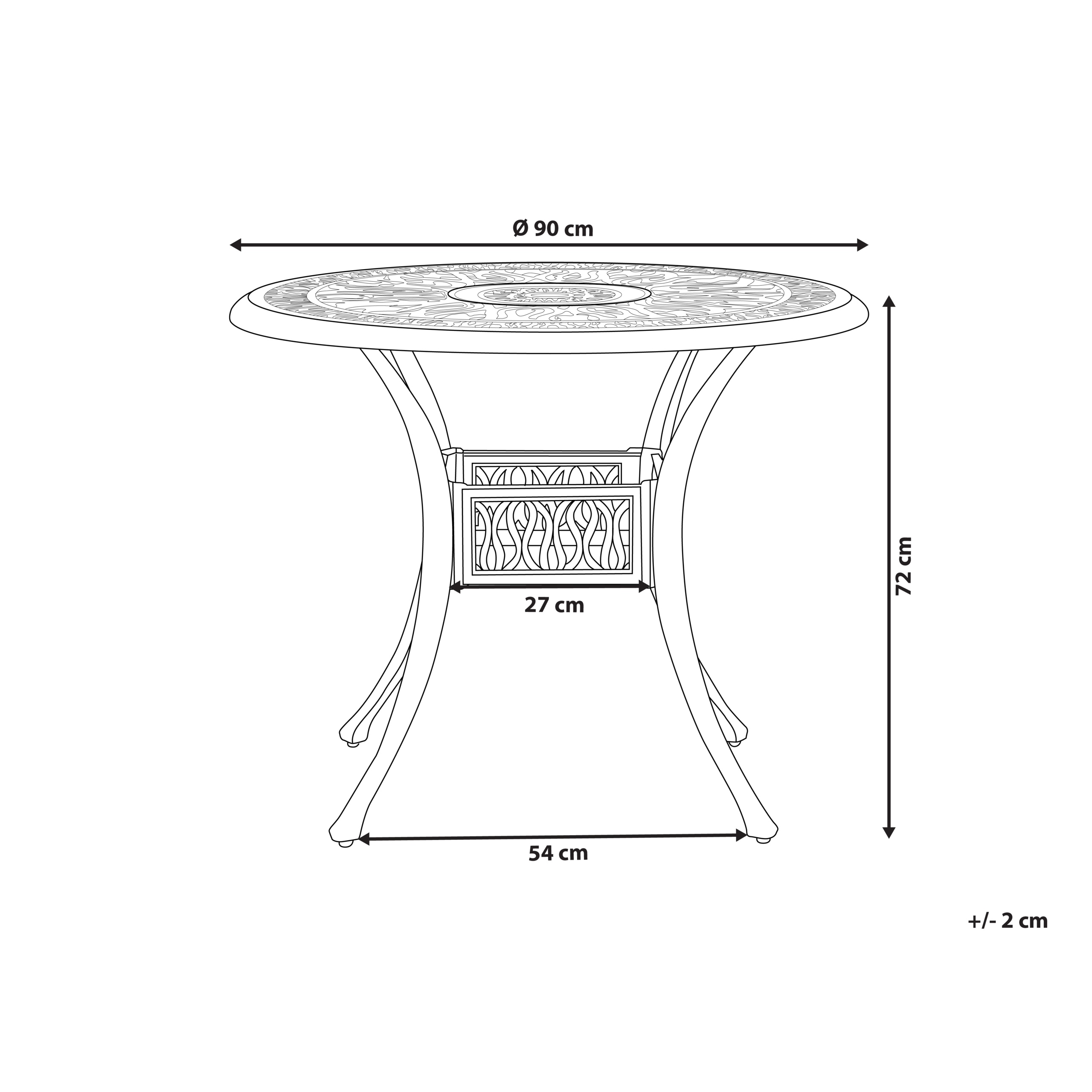 Beliani - Table ronde, 4 Personnes Aluminium Marron foncé ANCONA - 90x90x72- Beliani - Image 3