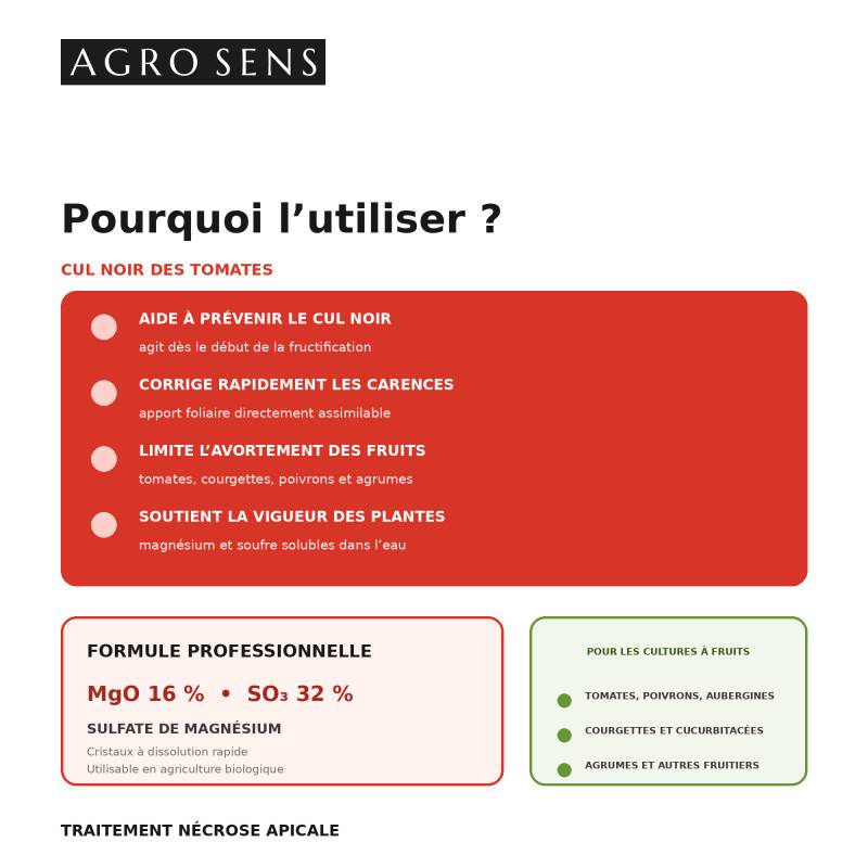 Traitement de la nécrose apicale ou cul noir des tomates - Agro Sens - Seau 5 kg - Image 2