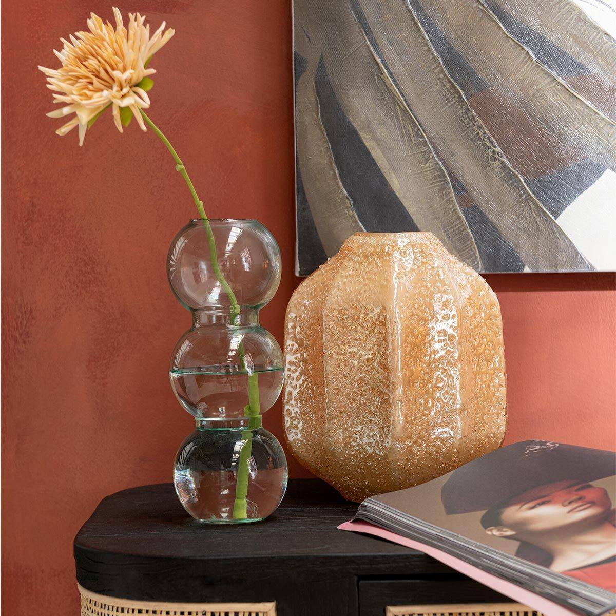 Vase Design en Verre "Corail" 21cm Orange - Image 3