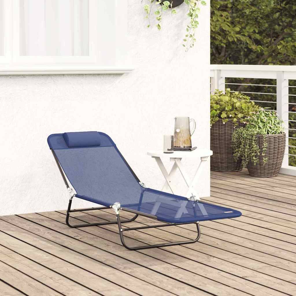 Vidaxl - Chaise longue pliante Bleu marine 182 x 55 x 85,5 cm Textilène vidaXL 42003154 - Image 4