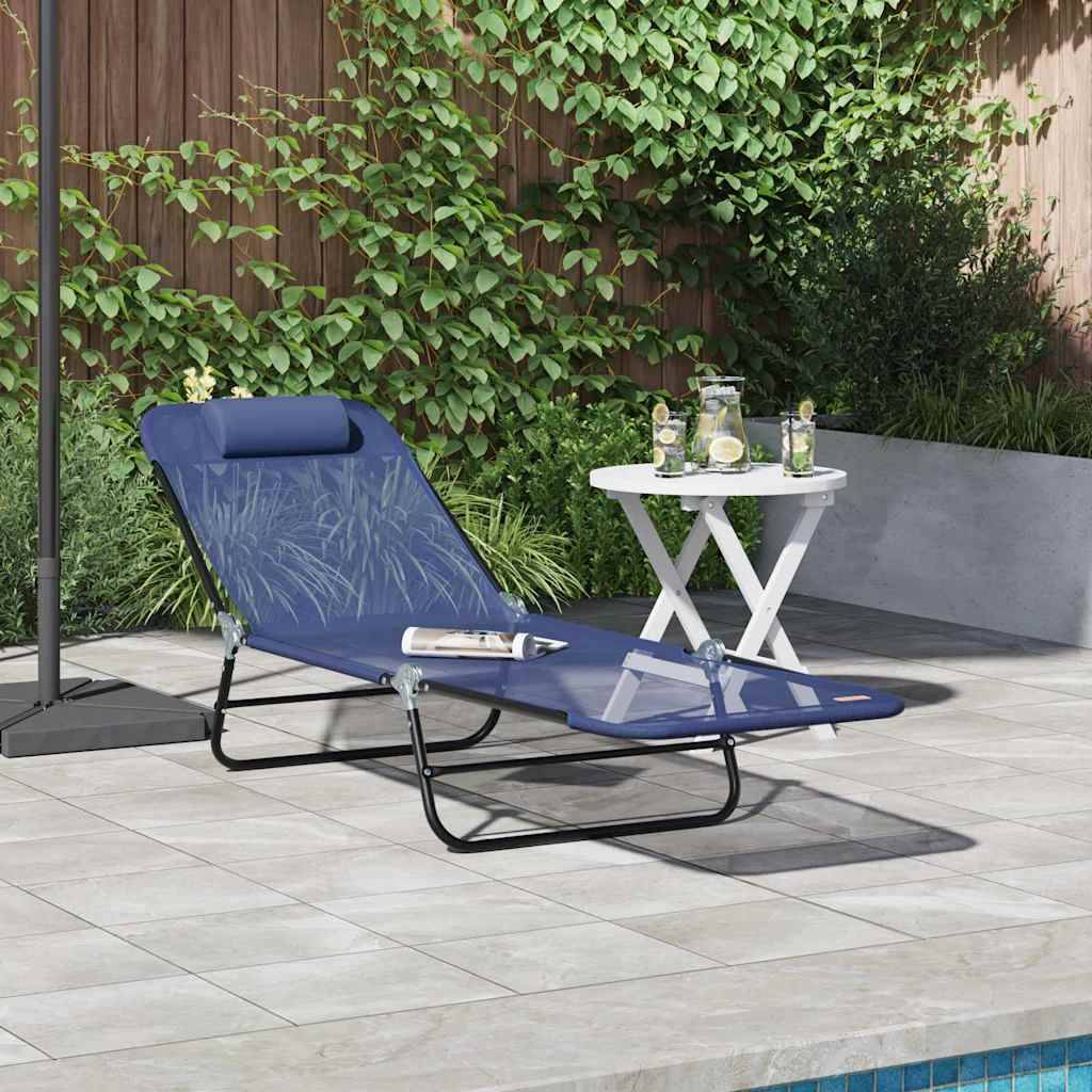 Vidaxl - Chaise longue pliante Bleu marine 182 x 55 x 85,5 cm Textilène vidaXL 42003154 - Image 1