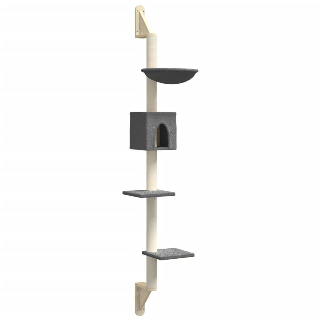 Arbre à chat mural - Arbre à grimper pour chat - Tour à chat avec griffoir gris foncé 187 cm - Image 1