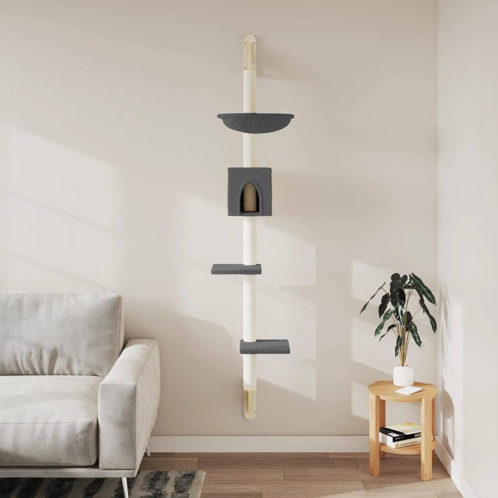 Arbre à chat mural - Arbre à grimper pour chat - Tour à chat avec griffoir gris foncé 187 cm - Image 3