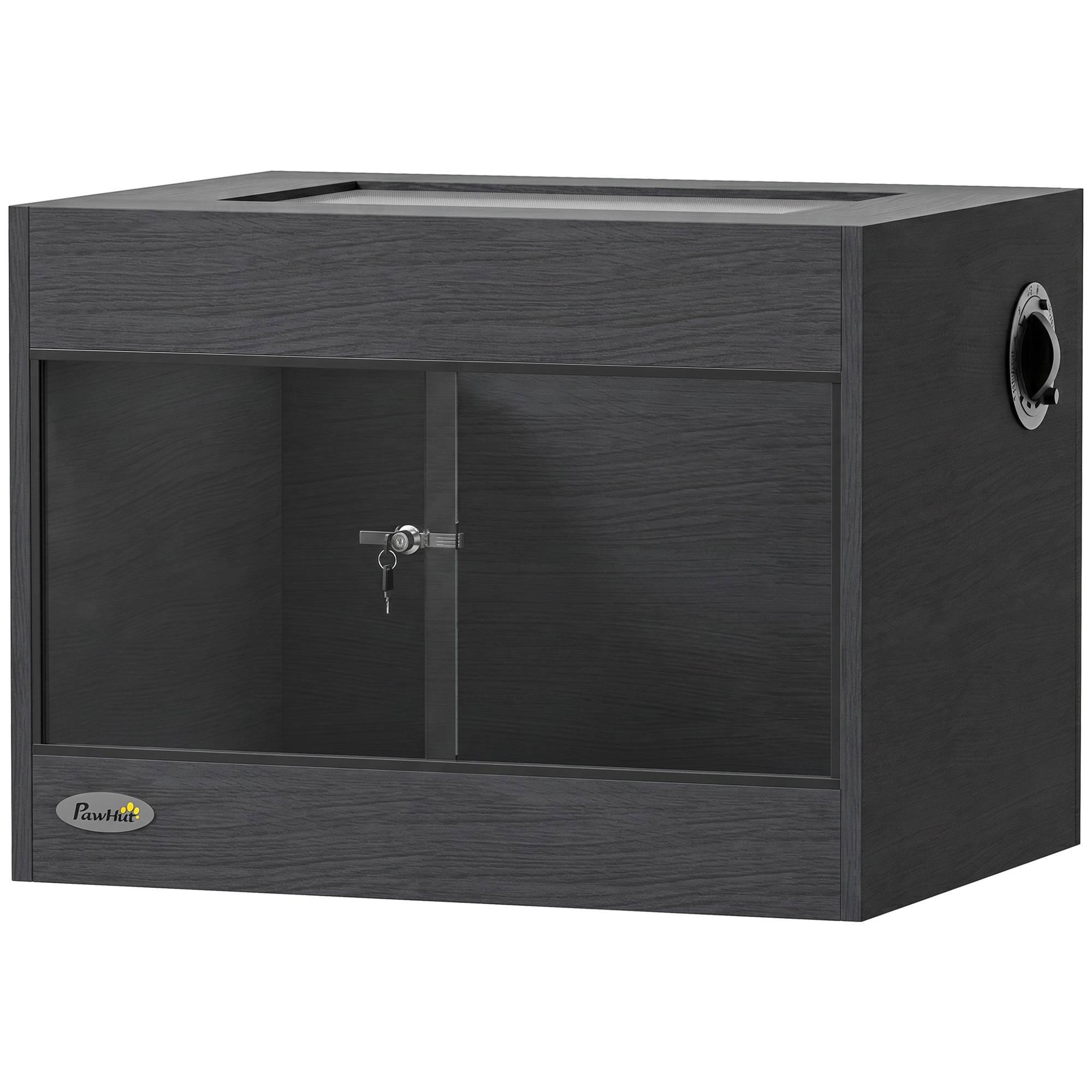 ComfortXL - Terrarium pour reptiles en bois OSB mélaminé 60 x 45 x 45 cm noir avec portes vitrées et serrure à clé - Image 10