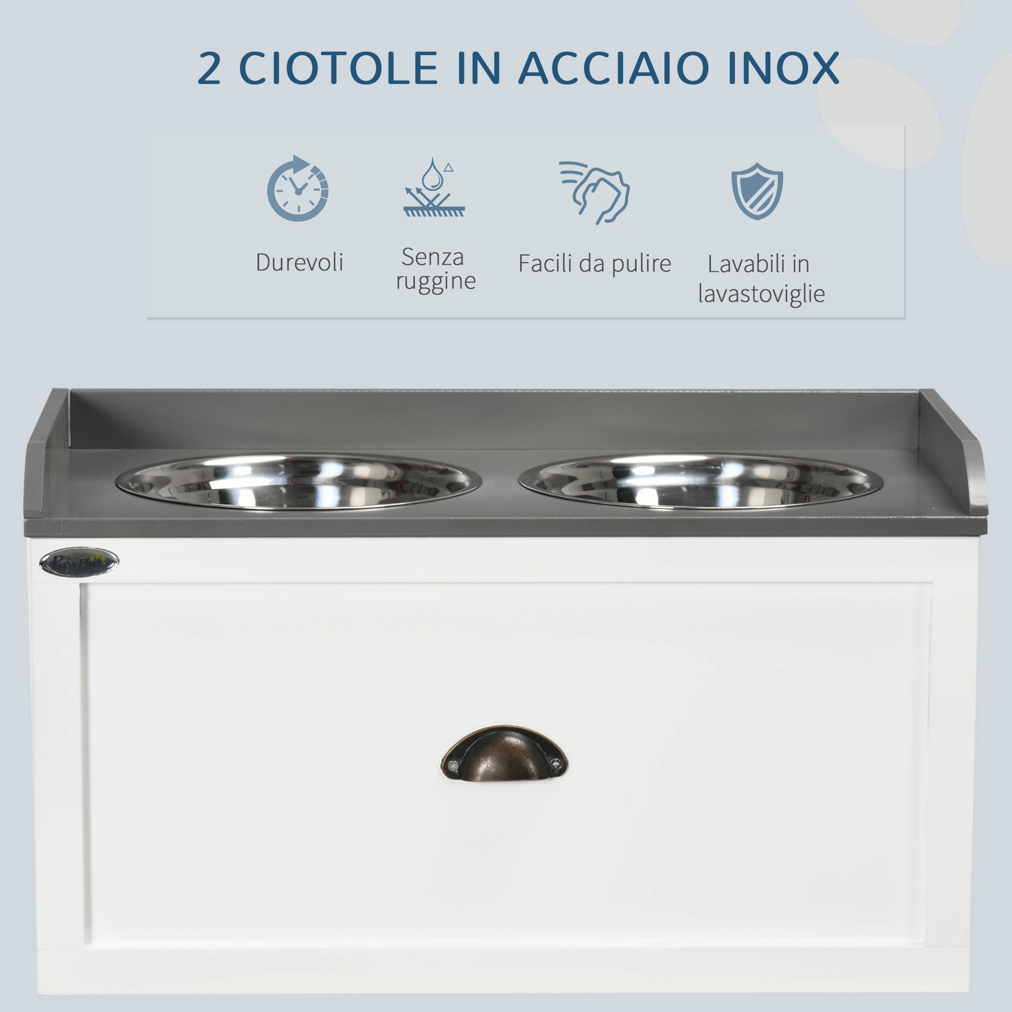 ComfortXL - Porte-Gamelles Surélevé Inox et MDF Grand Chien avec Tiroir Rangement 60x30x36cm Blanc - ComfortXL Outdoor Living - Image 8