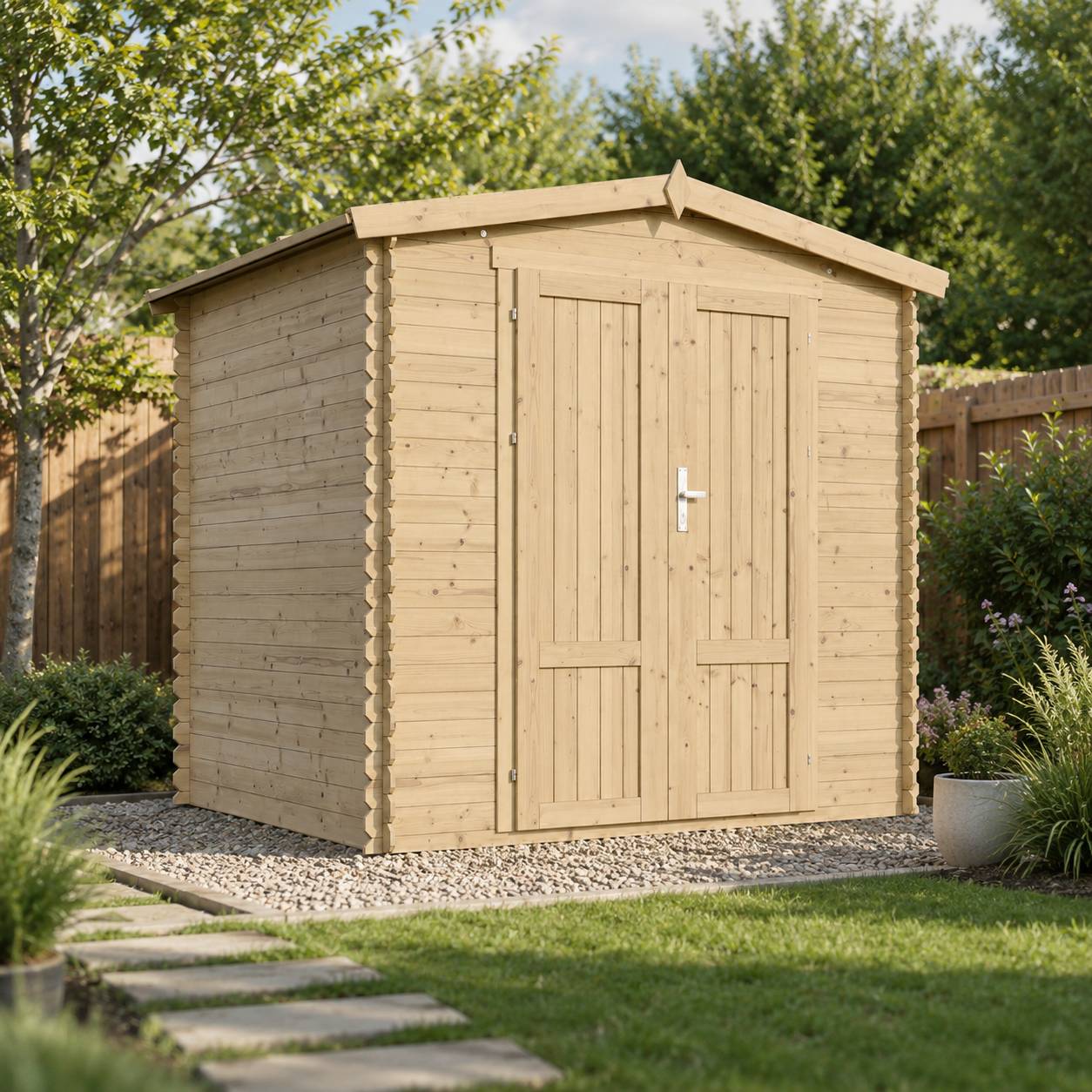 Timbela - Abri de jardin en bois sans plancher - 4.33 m² / 226x236xH218 cm - 19 mm d’épaisseur - Timbela M369F1