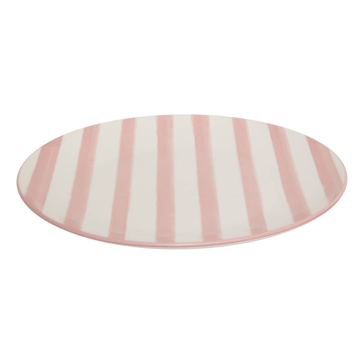 Atmosphera - Lot de 6 assiettes plates rayées Charlie rose D27cm - Atmosphera Créateur d'intérieur - Image 5