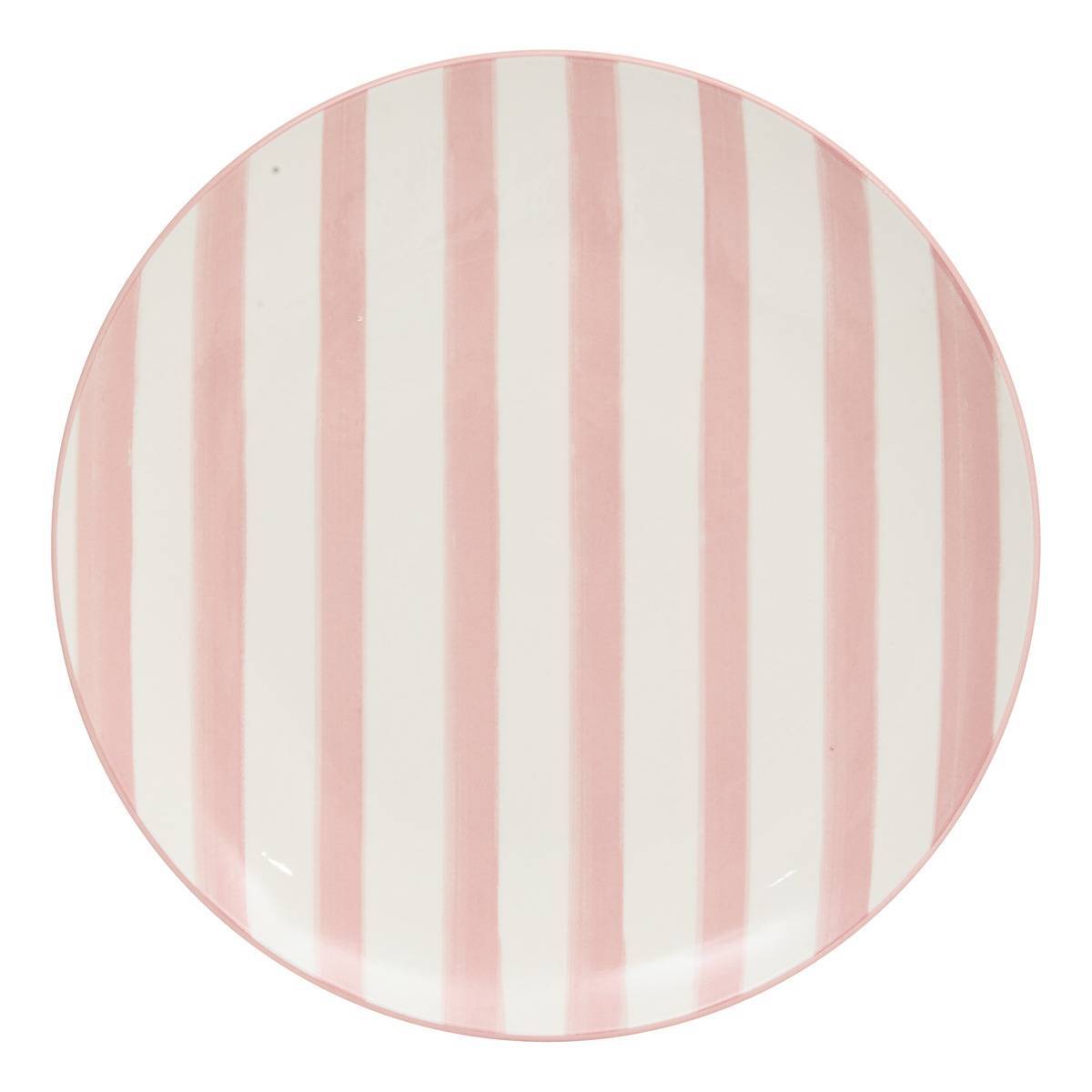 Atmosphera - Lot de 6 assiettes plates rayées Charlie rose D27cm - Atmosphera Créateur d'intérieur - Image 2