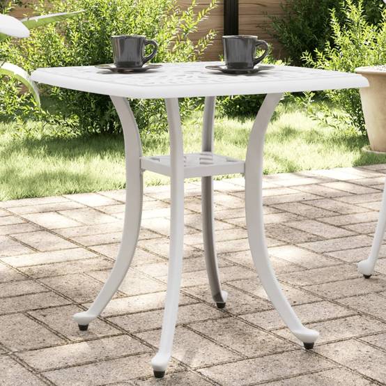 Table de jardin aluminium coulé blanc 53 x 53 x 53 cm, Poids :4.85kg - PANGIVO - Image 1