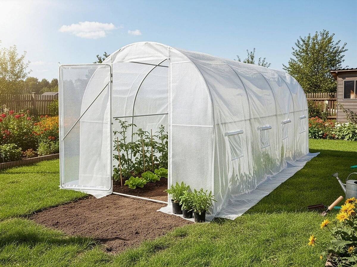 Habitat Et Jardin - Serre Tunelle De Jardin Avec Porte 4,5 X 2 M "mimosa" - 9 M² - 180g - Blanc -habitat Et Jardin - Image 2