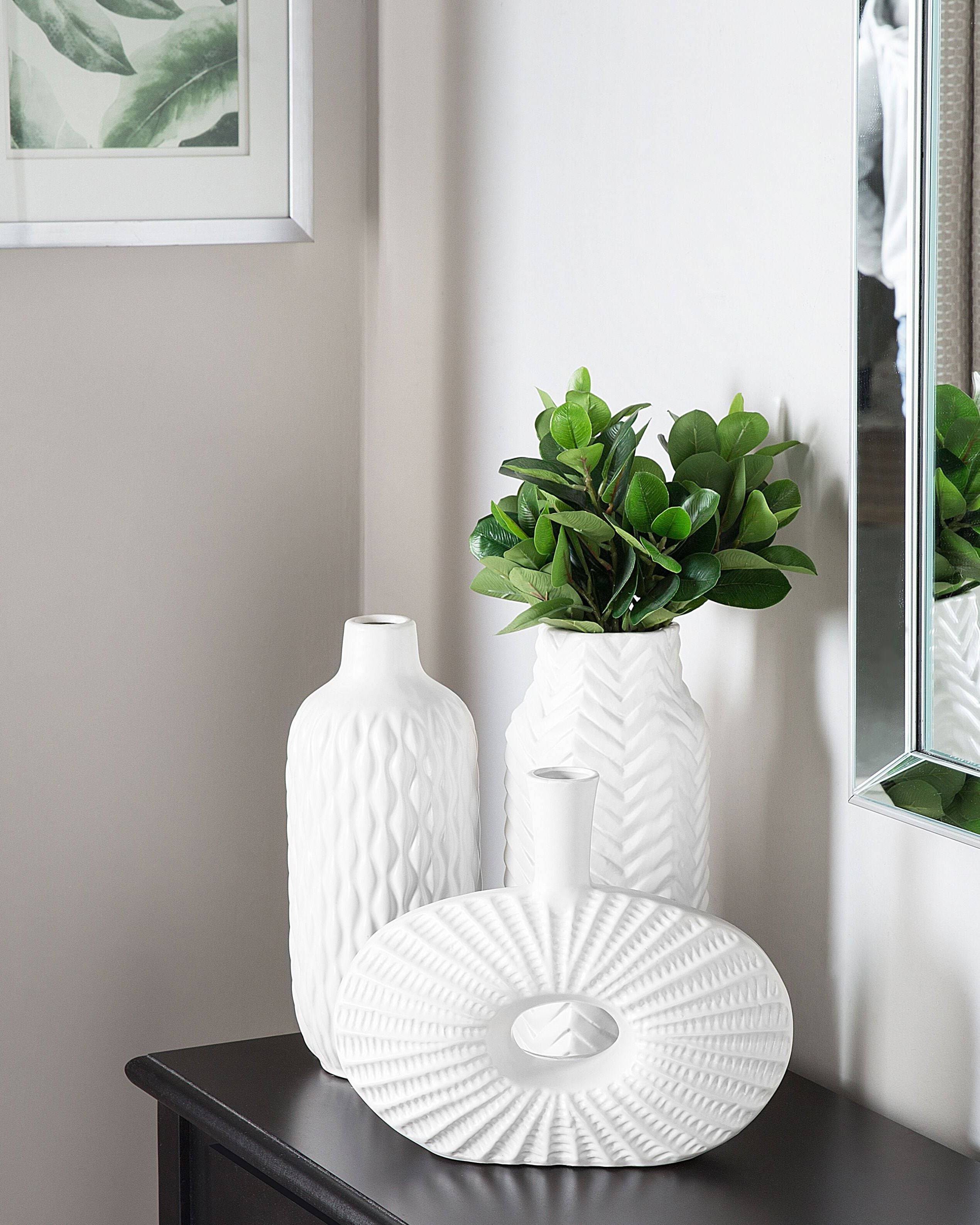 Beliani - Vase décoratif Grès Blanc XANTHOS - 14x14x32- Beliani - Image 1