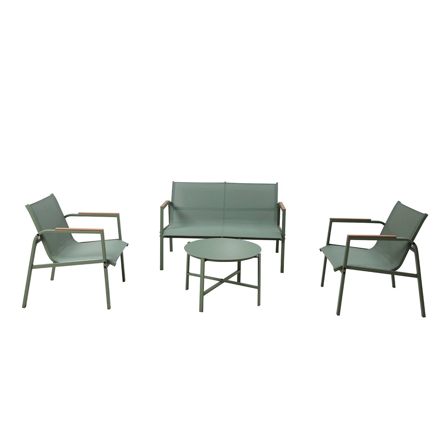 Autre - Salon de jardin en acier et textilène - Ensemble 4 places - Vert - CAMILLE - Imagen 1