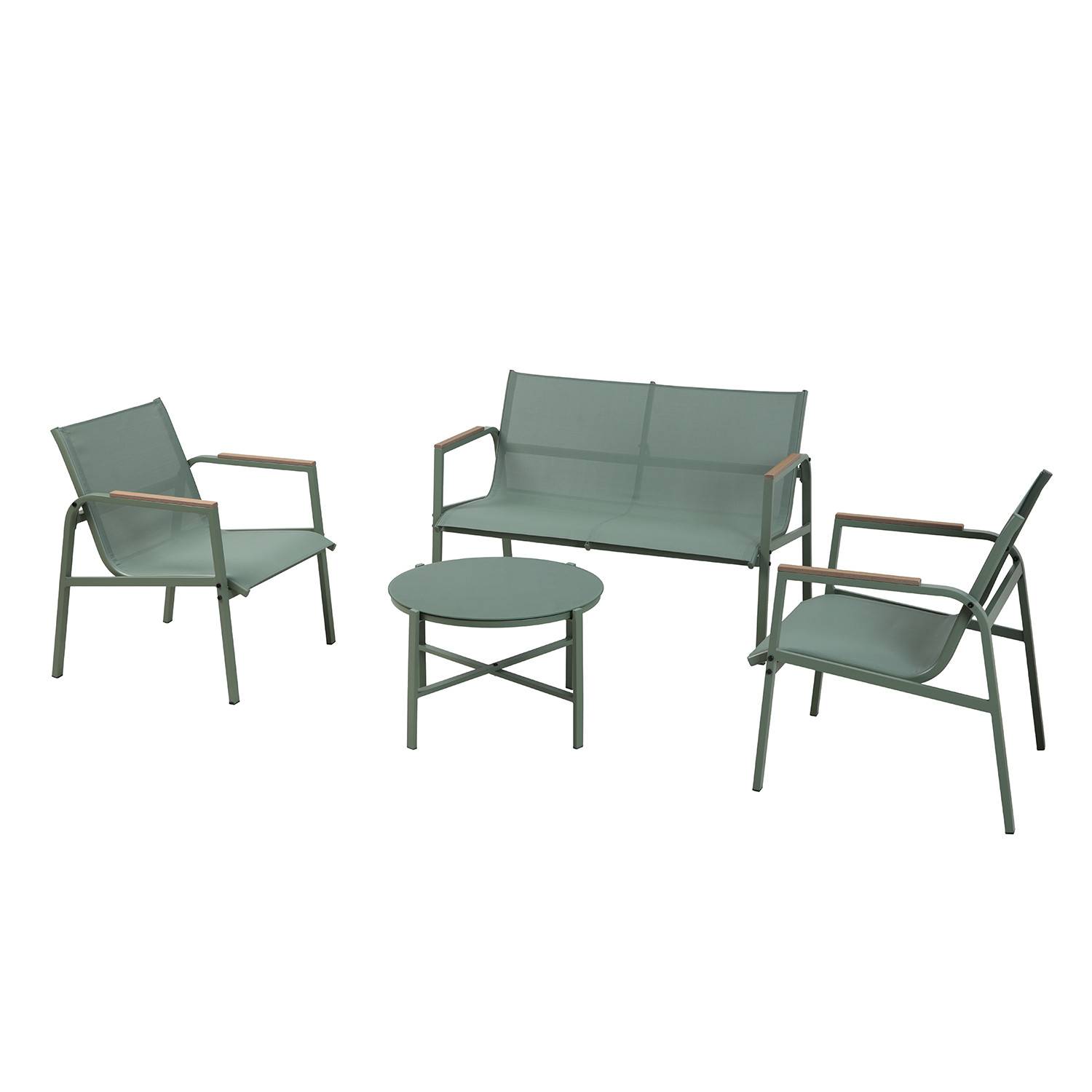 Autre - Salon de jardin en acier et textilène - Ensemble 4 places - Vert - CAMILLE - Imagen 2
